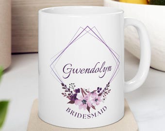 Personalized Bridesmaid Mug: Custom Wedding Party Favor