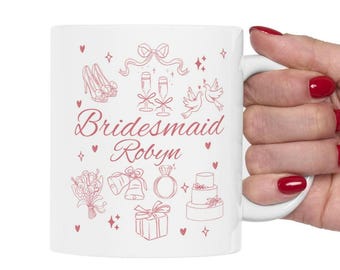 Personalized Bridesmaid Mug: Custom Wedding Party Favor