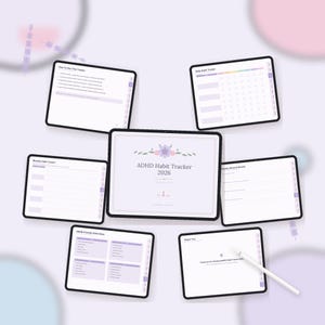 Tracker delle abitudini per ADHD 2026, tracker digitale delle abitudini senza data per GoodNotes iPad e Notability | Arcobaleno pastello, adatto a persone con ADHD, con sequenze