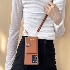 Crossbody Strap Samsung Phone Case With Card Wallet, Leather Samsung Galaxy S25, S24, S23 Ultra, S23 FE, Note 20Ultra, Note 10Plus, A72
