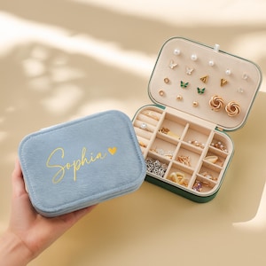 Valentinstag Geschenke Schmuckschatulle Personalisierte Brautjungfer Geschenke mit Namen, Weihnachtsgeschenke für Mutter für Schwester, Schmuck Organisator