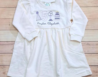 Birthday Embriodered Sweatshirt Dress