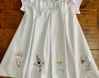 Frozen Inspired Embroidered Pleat Dress
