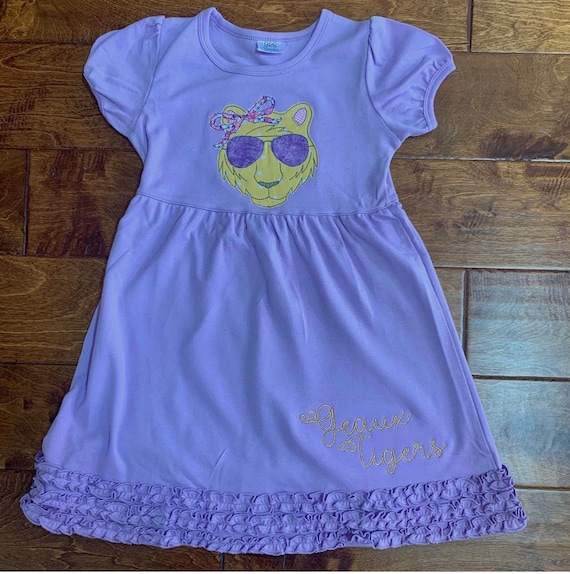 LSU Tigers football applique dress LSU Tigers football applique dress