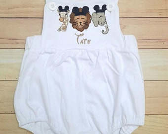 Animal Kingdom Cotton White Sunsuit