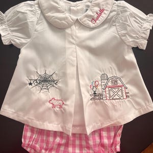 Charlotte’s Web embroidered pleat top with bloomers