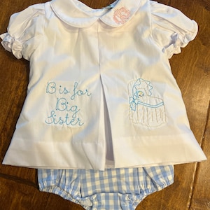 B is for Baby embroidered pleat top with bloomers