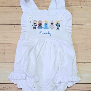 Frozen Inspired embroidered cotton sunsuit