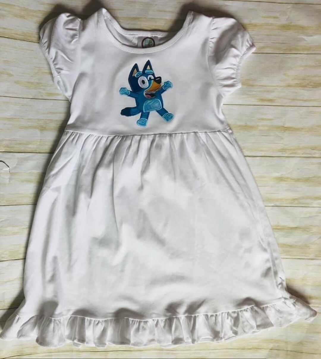 Adaline Dress - Light Blue Watercolor Dogs