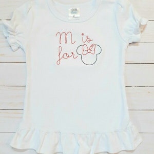 M Is For Minnie Vacation Mouse Embroidered Shirt