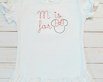 M Is For Minnie Vacation Mouse Embroidered Shirt