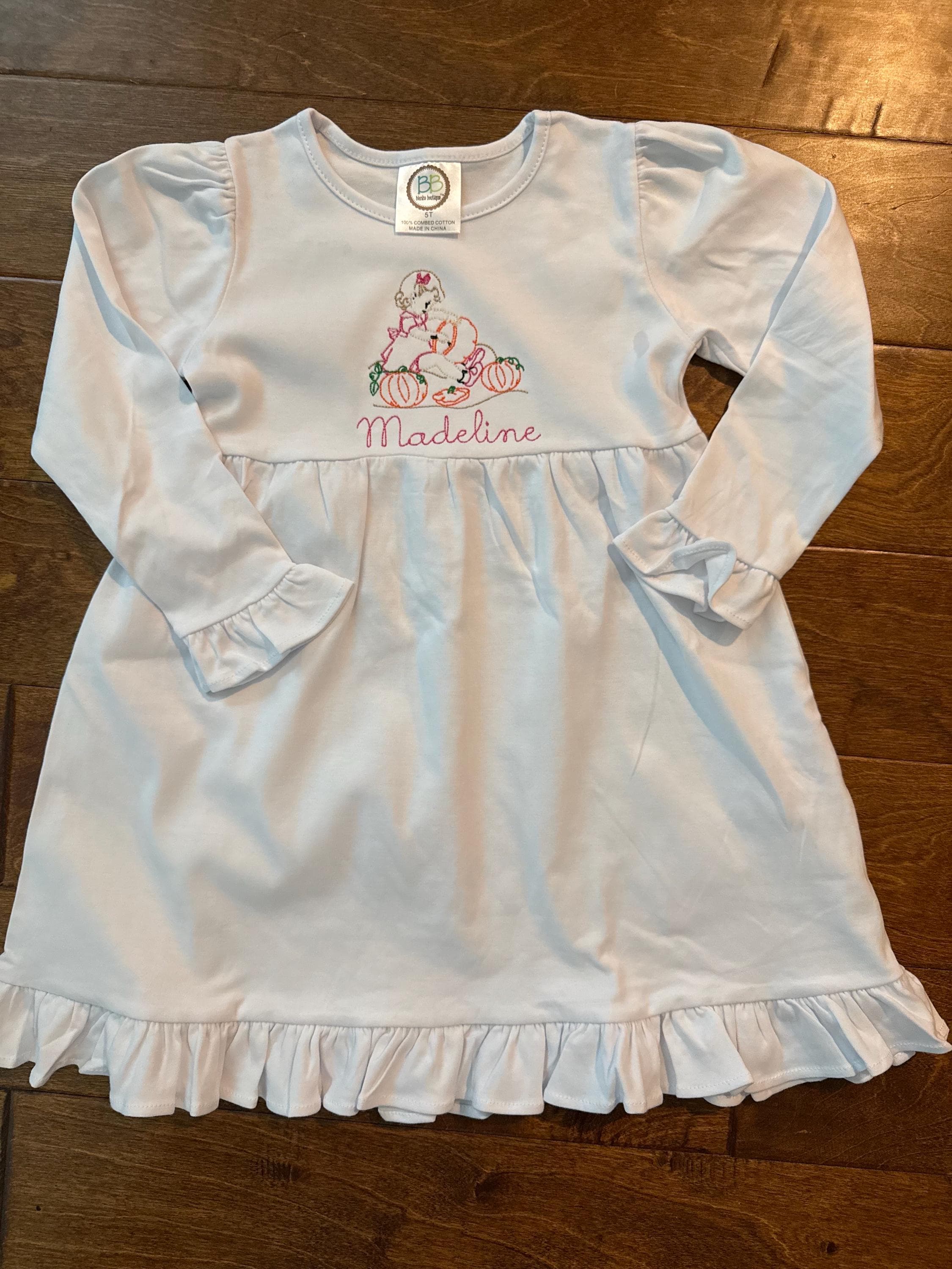 Pumpkin patch fall embroidered dress