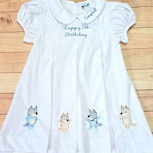 Blue dog pleat dress