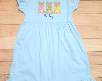 Easter Bunny Trio Appliqué Dress