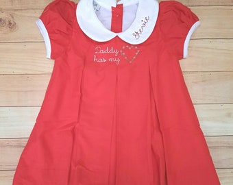 Valentine’s Day Embroidered Pleat Dress My Daddy Has My Heart