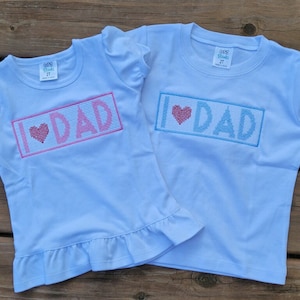 Faux Smock embroidered I love mom I love dad I heart mom I heart dad seersucker bubble romper shirt Mother’s Father’s Day