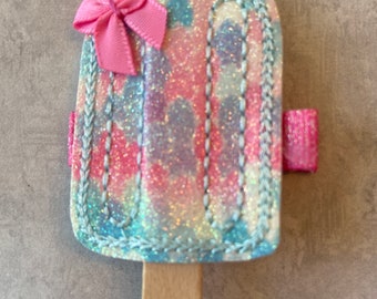 Popsicle Hair Clip, Toddlers Hair Clips, Girls Hair Clips, Glittery Vinyl Popsicle Hair Bow, Girls Hair Clips, Girls Non Slip Hair Bows