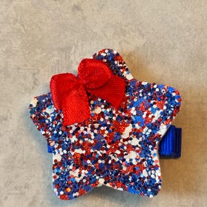Patriotic Star Hair Clip, Vinyl Hair Bow, Toddlers Barrettes, Hair Accessory, Toddlers Hair Clips, Patriotic Hair Bows, Memorial Day