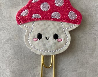 Pink Mushroom Planner Clip,planner clip, vinyl appliqué planner clip, planner accessory