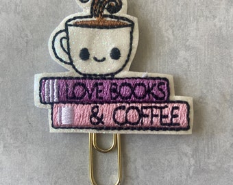 Vinyl Planner Clip, Planner Accessories, Accessory For Planners, Organizer Clip, Book Marker, I Love Coffee & Books Planner Clip, Vinyl