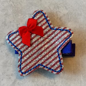 Patriotic Star Hair Clip, Vinyl Hair Bow, Toddlers Barrettes, Hair Accessory, Toddlers Hair Clips, Patriotic Hair Bows, Memorial Day