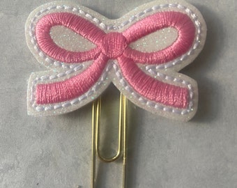 Pink Coquette Bow Planner Clip, Planner Clip, Clips for Planners, Planner accessory, bookmark, journal clip, page marker