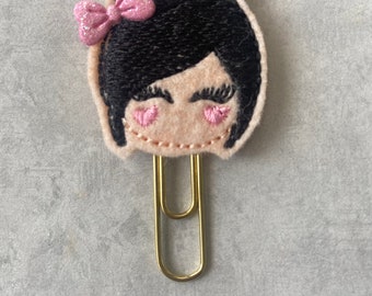 Black Haired  Girl Planner Clip, Planner Clip, Clips for Planners, Happy Planners Planner Clips, Paper Clips, Page Markers