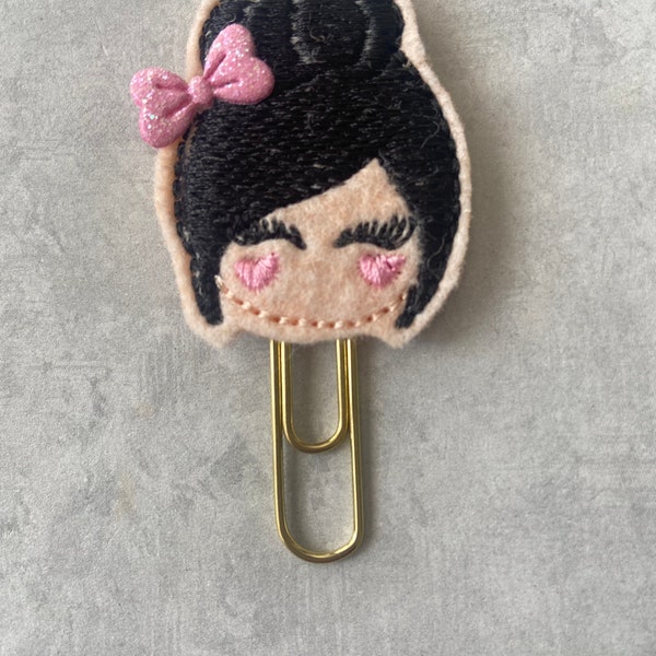 Black Haired  Girl Planner Clip, Planner Clip, Clips for Planners, Happy Planners Planner Clips, Paper Clips, Page Markers