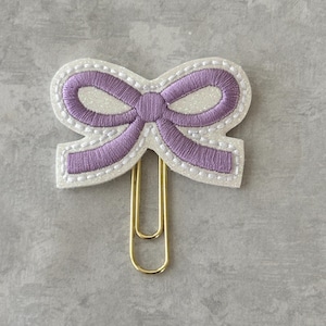 Lavender Coquette Bow Planner Clip, Planner Clip, Clips for Planners, Planner accessory, bookmark, journal clip, page marker