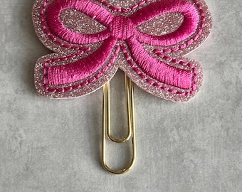 Hot Pink Coquette Bow Planner Clip, Planner Clip, Clips for Planners, Planner accessory, bookmark, journal clip, page marker