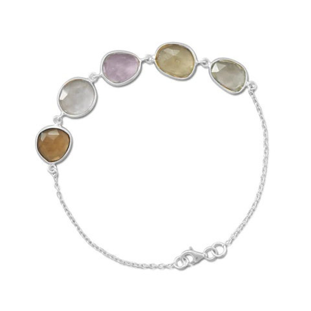 Multicolor Faceted Gemstone Bracelet Multistone Bracelet Bracelet for ...