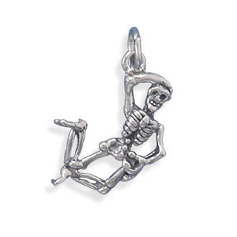 Skeleton Charm Sterling Silver Halloween Skeleton Charm Etsy