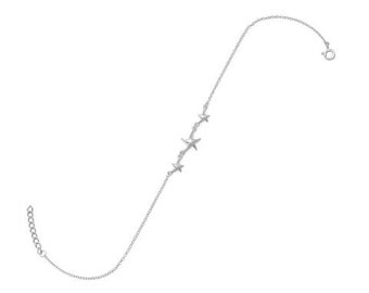 Anklet - .925 Sterling Silver Chain Anklet with Polished Silver Starfish - Beach Jewelry - Ankle Chain - Summer Jewelry - Gift For Her