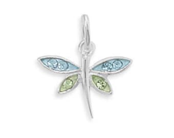 Dragonfly Charm Colorful Epoxy Dragonfly Charm with Crystals Bracelet Charm Necklace Pendant Gift For Her Adults Nature Jewelry Women