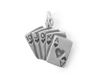 Cards Charm - Playing Cards Charm - Poker Cards Charm - Royal Flush Poker Cards Charm - Gambling Charm - Hobby Charm - Collectible Charm