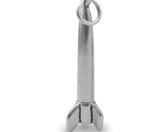 Rocket Charm ~ Space Rocket Charm ~ Military Rocket Charm ~ Sterling Silver Charm ~ Transportation Charm ~ Collectible Charm ~ NASA ~ Space