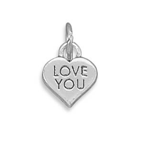 Sterling Silver "Love You" Heart Charm / Gift Charm / Gift For Her / Valentine / Birthday / Anniversary / Keepsake Heart / Love / Romance