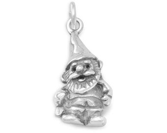 Garden Gnome Charm Stamped 925 Sterling Silver Collectible Bracelet Charm - Unique Gift Charm For Charm Collectors - Charm For Gardeners