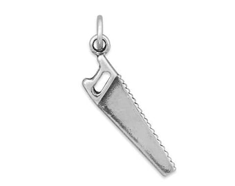 Hand Saw Charm - Sterling Silver Hand Saw Charm - Collectible Charm - Charm For Carpenters - Charm For Construction Workers - Bracelet Charm