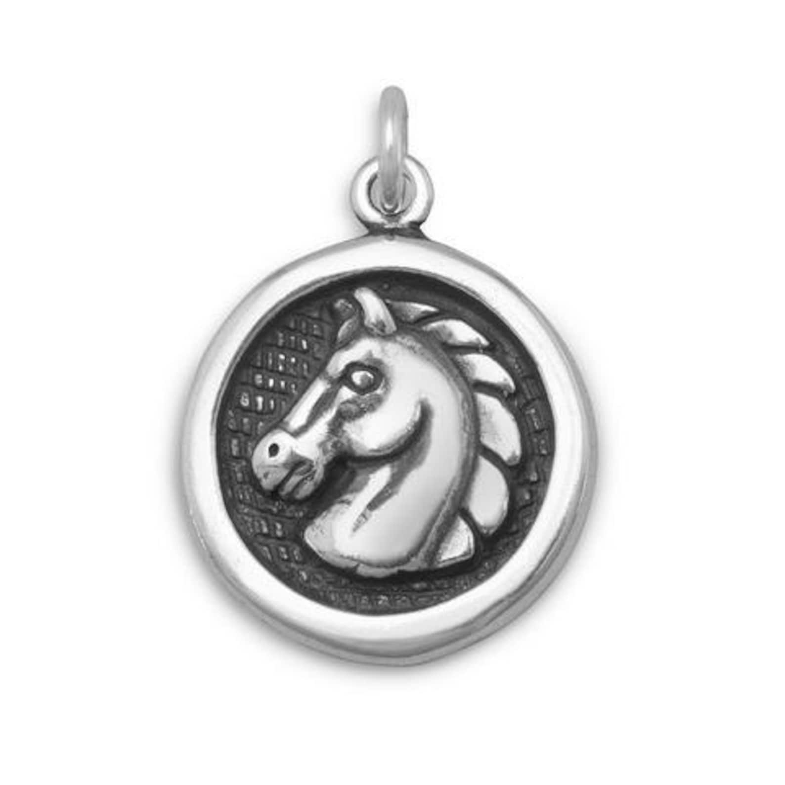 Horse Charm Horse Profile Charm Disc Charm With Horse Etsy