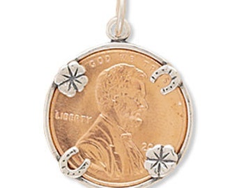 Lucky Penny Holder Charm, Unique Jewelry, Necklace Pendant, Wear Your Lucky Penny On A Necklace, Good Luck Penny Holder Pendant, Accessory