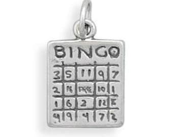 Bingo Card Charm, Hobby Charm, Collectible Charm, Bracelet Charm, Necklace Pendant, Gift Charm, Genuine Stamped .925 Silver Charm