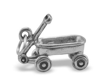 Wagon Charm ~ Stamped .925 Sterling Silver Charm ~ Childhood Charm ~ Collectible Charm ~ Jewelry ~ Unique Charm ~ Bracelet Charm ~ Kids