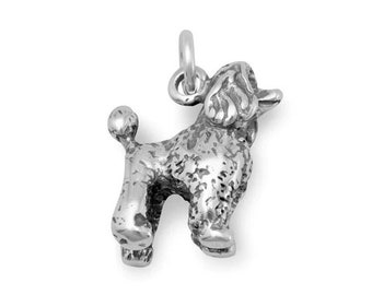 Poodle Charm, Three-Dimensional Charm, Stamped .925 Sterling Silver Poodle Charm, Dog Charm, Pet Charm, Collectible Charm for Poodle Owners