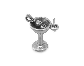 Martini Charm / Sterling Silver Martini Charm / Cocktail Charm / Collectible Charm / 3D Charm / Gift For Martini Drinkers / Unique Jewelry