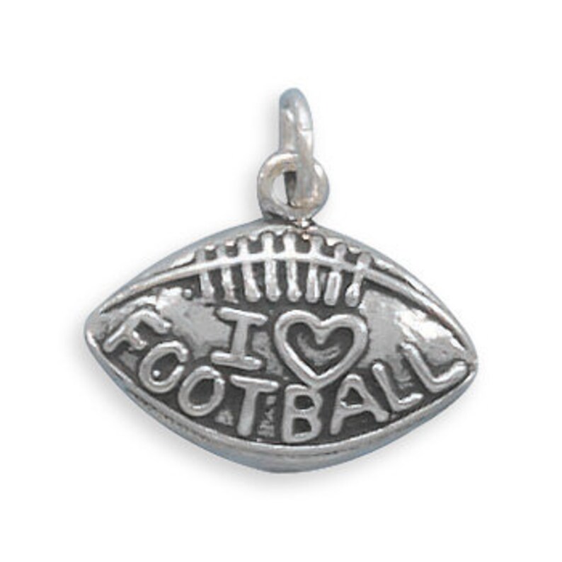 Football Charm I Love Football Sterling Silver Football image 1