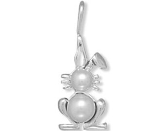 Cultured Freshwater Pearl Easter Bunny Pendant, Pearl Bunny, Pearl Rabbit, Unique Easter Holiday Collectible Gift Jewelry Pendant