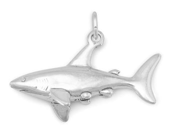 Shark Charm / Stamped .925 Sterling Silver Shark Charm / Jaws / Shark Hunter Charm / Bracelet Charm / Necklace Pendant / Collectible Charm