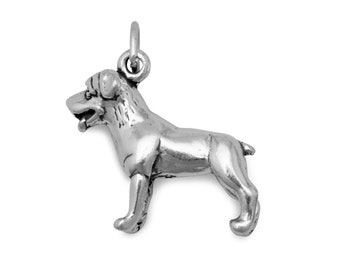 Standing Rottweiler Charm, Bracelet Charm, Stamped .925 Charm, 3D Dog Charm, Pet Charm, Charm For Rottweiler Owners, Collectible Dog Charm