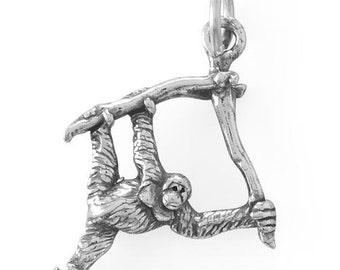 Orangutan Charm, Orangutan Hanging From a Branch Charm, Adorable Orangutan Charm, African Orangutan Charm, Wildlife Charm, Collectible Charm